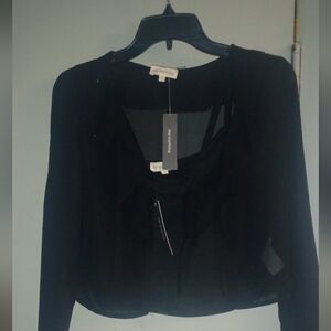 Chic Black Blouse with Ruffle Detail